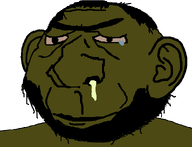 beard booger brown_skin ear hair pantone_448_c red_eyes series:fusionjaks smile stubble subvariant:euromutt subvariant:ishish_soyak_ears subvariant:massjak tear unibrow variant:gapejak variant:impish_soyak_ears // 598x458 // 8.4KB