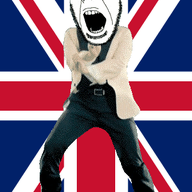 angry animated country dance flag flag:united_kingdom full_body gangnam_style glasses irl open_mouth soyjak stubble united_kingdom variant:cobson // 300x460 // 503.5KB
