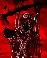 aircraft blood clothes drawfag drawgod drawing falling goggles gun helmet holding_gun holding_object holding_pistol mouth_open open_mouth parachute pilot pilot_goggles pistol plane red red_background red_eyes schizo subvariant:schizojak variant:markiplier_soyjak zombie // 3338x4094 // 4.4MB