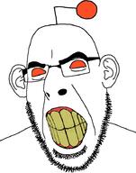 angry antenna ear glasses open_mouth orange_eyes reddit redditard soyjak stubble variant:cobson yellow_teeth // 721x915 // 121.3KB