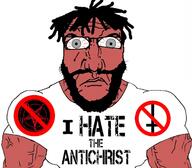 antichrist bloodshot_eyes christian_gemerald christianity cross i_hate muscular_male satanic satanism schizo schizophrenia shirts upside-down_cross // 1236x1080 // 411.9KB