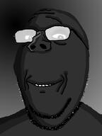 black_background glasses inverted ominous smile soyjak stubble subvariant:wholesome_soyjak variant:gapejak // 600x800 // 40.2KB