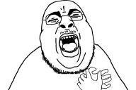 closed_eyes glasses hand mustache open_mouth soyjak stubble variant:chugsjak // 1800x1200 // 938.0KB