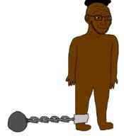 arm ball_and_chain brown_skin chain closed_mouth disappointed foot full_body hand leg looking_down sectionalism shitskin turk variant:soyak // 1075x1182 // 21.0KB