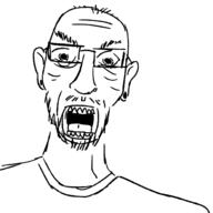 clothes ear earring glasses open_mouth soyjak stubble variant:unknown // 2000x2000 // 505.8KB