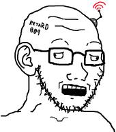 apple beard brain_chip brain_implant confused ear glasses goyim mouth nose radio radio_wave retard soyjak stubble text variant:soyak writing // 680x768 // 27.3KB