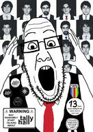 award badge clothes excited glasses hand hands_up music necktie open_mouth pins rock soyjak stubble tally_hall variant:ppp vest warning // 1000x1416 // 456.1KB