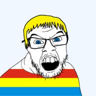 blue_eyes clothes country flag flag:podlaskie glasses hair mustache open_mouth podlaskie poland soyjak stubble teeth transparent transparent_background variant:feraljak voivodeship yellow_hair // 1500x1500 // 44.6KB