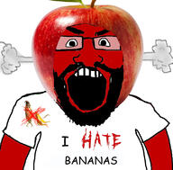 angry apple banana food fruit glasses i_hate open_mouth red_skin soyjak steam stubble subvariant:science_lover teeth variant:markiplier_soyjak // 800x789 // 163.8KB