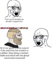 bald beard belarus blond bloodshot_eyes blue blue_eyes china communism country crying cuba ear flag flag:belarus flag:bolivia flag:china flag:cuba flag:laos flag:nicaragua flag:north_korea flag:syria flag:venezuela flag:vietnam green hoodie india laos neck nicaragua nordic_chad north_koreath orange red russo_ukrainian_war socialism soyjak star stubble syria text variant:soyak venezuela vietnam vladimir_putin white yellow // 665x762 // 349.6KB