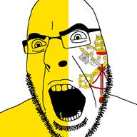 angry country cross crown flag flag:vatican_city glasses hair key open_mouth soyjak stubble teeth variant:cobson vatican // 721x720 // 60.7KB