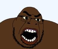 angry beard big_lips black_skin eyebrows glasses nigger open_mouth series:cobson_brothers shrek subvariant:ogreson transparent_background variant:cobson yellow_sclera // 872x737 // 31.1KB