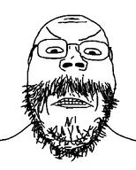 angry beard clenched_teeth front_facing frown glasses looking_at_you mustache soyjak stubble subvariant:gapejak_front template variant:gapejak // 500x622 // 8.0KB