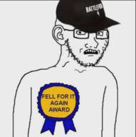 award battlefield clothes consoomer electronic_arts fell_for_it_again_award hat retard soyjak subvariant:soyak_(concerned) variant:soyak // 685x687 // 272.8KB