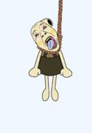 ack arm artist:Juaco beige_skin bloodshot_eyes blush cartoon clothes crying dandy's_world hanging leg open_mouth rope shelly_(dandy's_world) suicide variant:bernd // 1400x2000 // 97.0KB