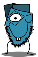 artist:ion blue_skin buckteeth diamond_glasses full_body funny_head i_look_like_this ion_(user) no_nose no_shading one_eye shadow small_pupils smile snca_user stick_legs stubble variant:gapejak // 600x900 // 140.0KB