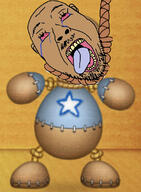 bloodshot_eyes crying ear hanging kick_the_buddy mustache open_mouth rope soyjak stubble suicide tongue variant:bernd video_game yellow_teeth // 1509x2048 // 702.3KB