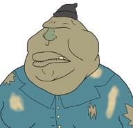 beanie black_beanie blue_shirt disgusting fat green_nose green_skin lisa_(game) lisa_the_painful meximutt one_tooth repulsive rt variant:meximutt // 888x849 // 124.5KB