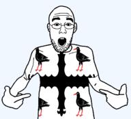 arm bird british clothes ear flag flag:flintshire flintshire glasses hair hand open_mouth pointing soyjak stubble teeth tshirt united_kingdom variant:shirtjak wales // 1236x1118 // 101.1KB