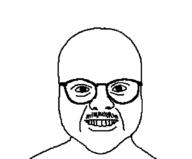 closed_mouth glasses grin mustache soyjak variant:brandon // 1141x943 // 9.9KB