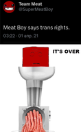 april_fools closed_eyes closed_mouth frown its_over meat_boy meat_grinder sad subvariant:neutralplier super_meat_boy text tranny trans_rights tweet twitter variant:markiplier_soyjak x xitter // 583x946 // 182.8KB
