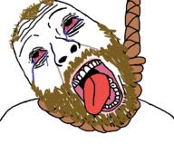 B_B_GHAST B_B_GHAST_(namefag) ack artist:bumrush bloodshot_eyes brown_hair coomer hanging nas rope series:coomers_&_gooners variant:bernd wojak // 768x719 // 163.4KB