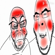 2soyjaks ai_voice bald beard closed_mouth glasses holding_laughter looking_at_each_other stubble variant:cobson variant:feraljak video white_background // 1280x704, 15.1s // 4.2MB