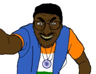 a_FUCKING_PAJEET arm clothes glasses hair indian indian_flag moustache pajeet rotten_teeth smile soyjak stubble variant:walmartjak // 750x583 // 19.9KB