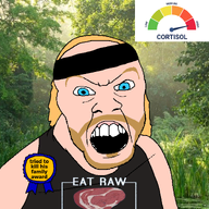 award beard blond blue_eyes clothes cortisol forest goatis headband long_hair meat nature raw_meat sv3rige tank_top variant:feraljak youtuber // 1500x1500 // 2.3MB