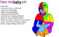 arm baby colorful deformed full_body glasses hand leg pacifier pill soyjak stubble subvariant:emmanuel subvariant:nathaniel subvariant:wholesome_soyjak text underpants variant:gapejak // 736x468 // 157.4KB