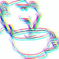 chromatic_aberration cup distorted drinking drinking_straw ear glitch holding_object liquid mug smile soyjak straw subvariant:impdrink variant:impish_soyak_ears // 635x640 // 117.9KB