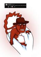 arm brown_eyes closed_mouth clothes cowboy_hat ear foot full_body glasses hand hat leg moustache peanut_the_squirrel red_skin request soyjak subvariant:feralsquirrel trend:squirreljakking variant:feraljak // 1172x1627 // 661.0KB