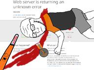 2soyjaks 3_years_on_bald_man_with_glasses_booru 520 arm badge beheaded blood closed_eyes closed_mouth clothes cloudflare dead dead_nigger_baby dnb dnb_won forehead_lines full_body glasses gray_pants gray_shirt hand jubille_(user) leg machete meta:gore meta:namefags neck nose open_mouth orange_shirt orange_skin sad soybooru stubble teeth text torso traced variant:alicia variant:soyak // 1000x750 // 145.1KB