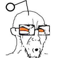 antenna concerned ear glasses no_eyebrows open_mouth orange_eyes reddit soyjak stretched_mouth stubble variant:soyak zoomed // 600x598 // 113.9KB