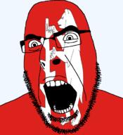 angry animal bear british england flag flag:warwickshire glasses hair looking_to_the_left open_mouth soyjak stubble teeth thick_eyebrows united_kingdom variant:cobson warwickshire // 721x789 // 80.9KB