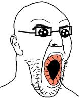 ear glasses lips oh_my_god_she_is_so_attractive open_mouth soyjak stubble tongue variant:imhotep // 529x655 // 76.7KB