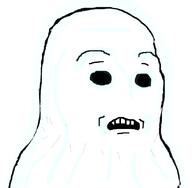 black_sclera ghost no_pupils open_mouth scared soyjak subvariant:soyak_(concerned) variant:soyak white_background // 819x800 // 41.2KB