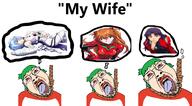 4chan 4cuck ack anime ayanami_rei beard bloodshot_eyes crying evangelion glasses green_hair hair hanging katsuragi_misato my_wife neon_genesis_evangelion pedophile red_eyes rope soryu_asuka_langhley speech_bubble suicide tear text tongue trvke variant:bernd yellow_teeth yotsoyba // 2892x1592 // 1.7MB