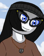 avengers beanie blush brown_shirt clothes girl glasses hair hat nentendo_switch soy soylent soylent_(cacao) variant:soytan video_game videogame videogames woman // 512x640 // 72.9KB