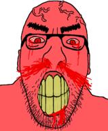 angry blood bloodshot_eyes clenched_teeth ear glasses red_eyes red_skin soyjak stubble variant:asmattr vein yellow_teeth // 598x720 // 54.1KB