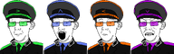4soyjaks arrow bloodshot_eyes blue_arrow clothes green_arrow hat kgb military_uniform open_mouth orange_arrow purple_arrow quote series:arrow_police transparent_background uniform variant:carterjak variant:kuzjak // 4846x1520 // 167.5KB