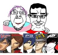clothes friendship glasses hair hugging persona purple_hair smile swastika tranny variant:chudjak video_game // 640x610 // 132.5KB