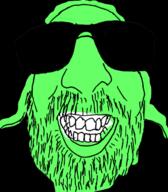 beard glasses glowing open_mouth smile soyjak sunglasses trend:glowie variant:israeli_soyjak // 584x666 // 140.1KB