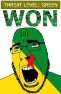 ahegao country emerald flag flag:french_guiana france french_guiana gem glasses green green_eyes hair looking_up open_mouth schlog_color_event soyjak soyjak_blog star_(symbol) stubble teeth text threat_level_green variant:cobson won // 721x1115 // 157.4KB