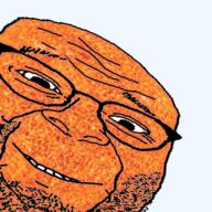 glasses orange_skin series:spacejaks smile soyjak space star_(sky) stubble sun variant:its_out_get_in_here // 590x590 // 597.3KB