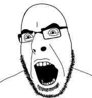 angry glasses open_mouth soyjak stubble variant:cobson // $size // 161.0KB