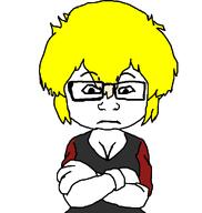 cleavage closed_mouth clothed female femjak front_facing glasses hair kate kate_hikes large_breasts neutral subvariant:neutralplier terrible_mouse variant:markiplier_soyjak yellow_hair // 968x1020 // 39.1KB