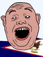 american_samoa amerimutt animal bird black_sclera clothes eagle ear flag flag:american_samoa hair mcdonalds open_mouth red_shirt soyjak stubble teeth territory transparent_background united_states variant:alicia // 418x555 // 37.4KB