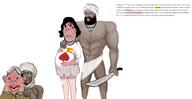 2soyjaks amerimutt arm artist:romanian_schizo brown_skin buff closed_mouth clothes conquistador cross ear eyelashes frown gem_skin hair hand holding_object holding_sword implied_rape morion pregnant soyjak spade spain stubble subvariant:hornyson sword text turban variant:cobson variant:impish_soyak_ears weapon white_skin // 3770x1948 // 2.1MB