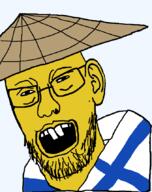 buck_teeth ear finland flag glasses rice_hat soyjak stubble variant:finnjak yellow_skin // 679x856 // 62.1KB